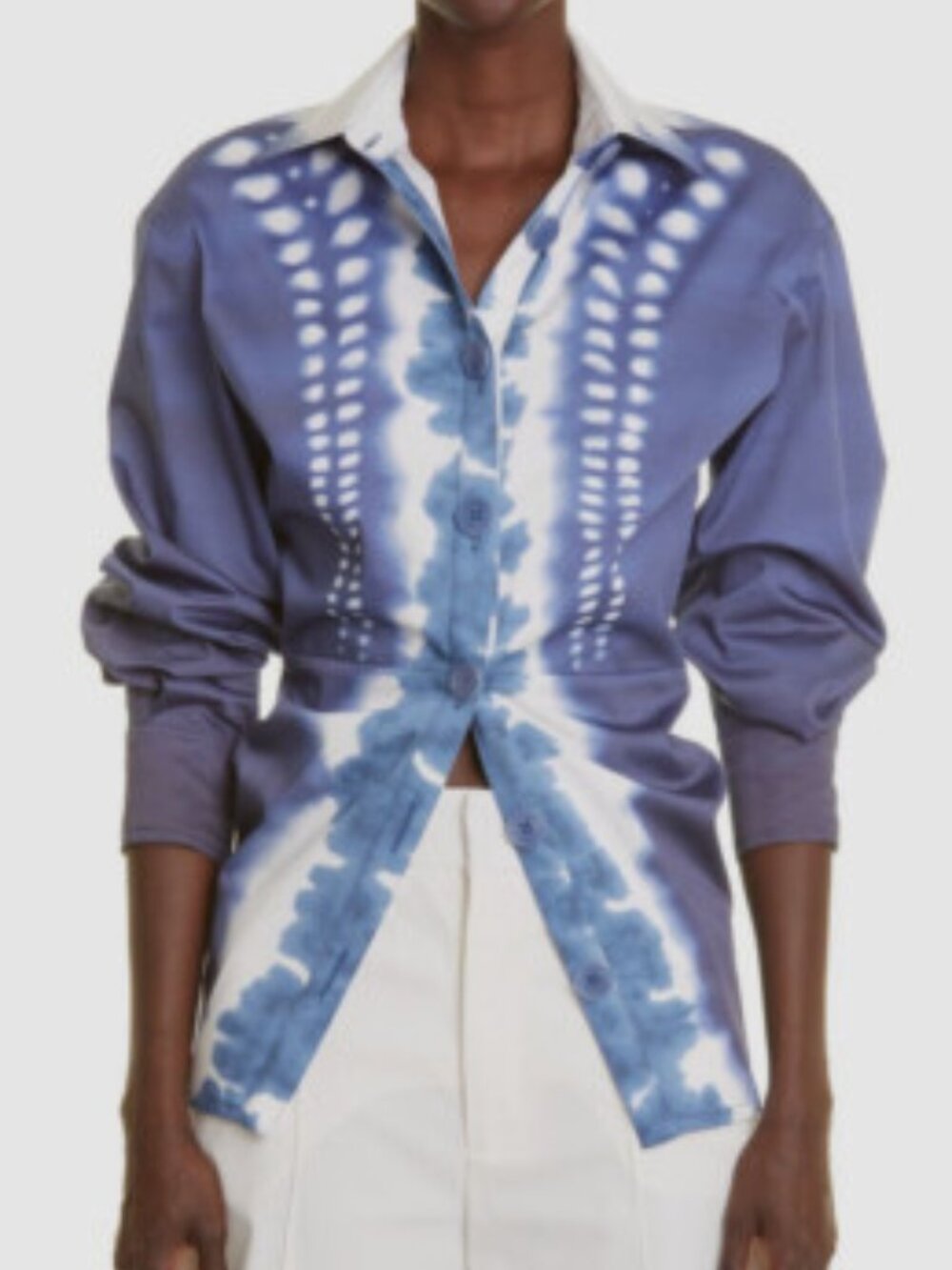NWOT $1195 Sz S Altuzarra Blue Agon Tie Dye Button Down Blouse